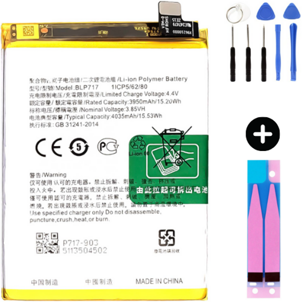 Oppo Reno Z BLP717 Uyumlu Güçlendirilmiş İthal Pil + Montaj Seti - Image 1
