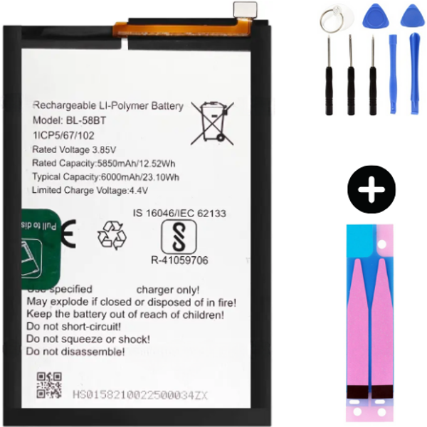 Tecno Spark 6 Air BL-58BT Uyumlu A Kalite Batarya Pil + Montaj Seti - Image 1