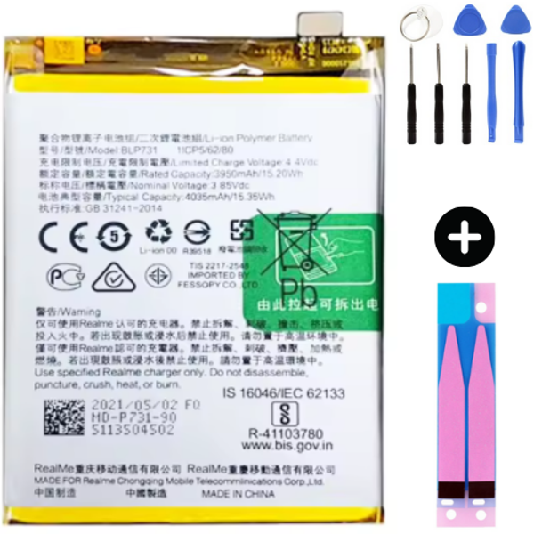 Realme 5 Pro BLP731 Uyumlu Güçlendirilmiş İthal Pil + Montaj Seti - Image 1