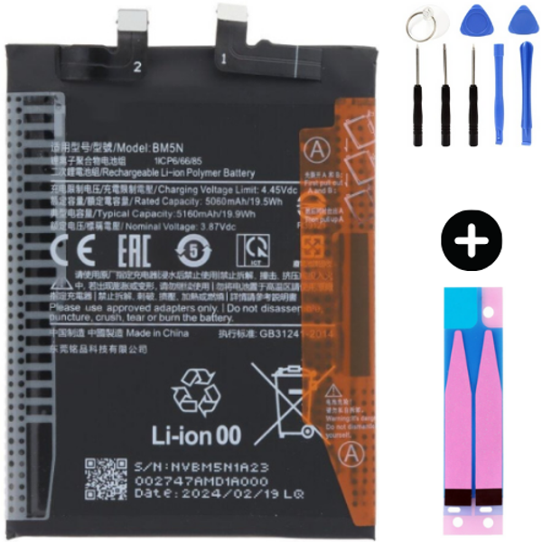 Xiaomi Pocophone Poco F5 Pro BM5N Uyumlu A Kalite Batarya Pil + Montaj Seti - Image 1