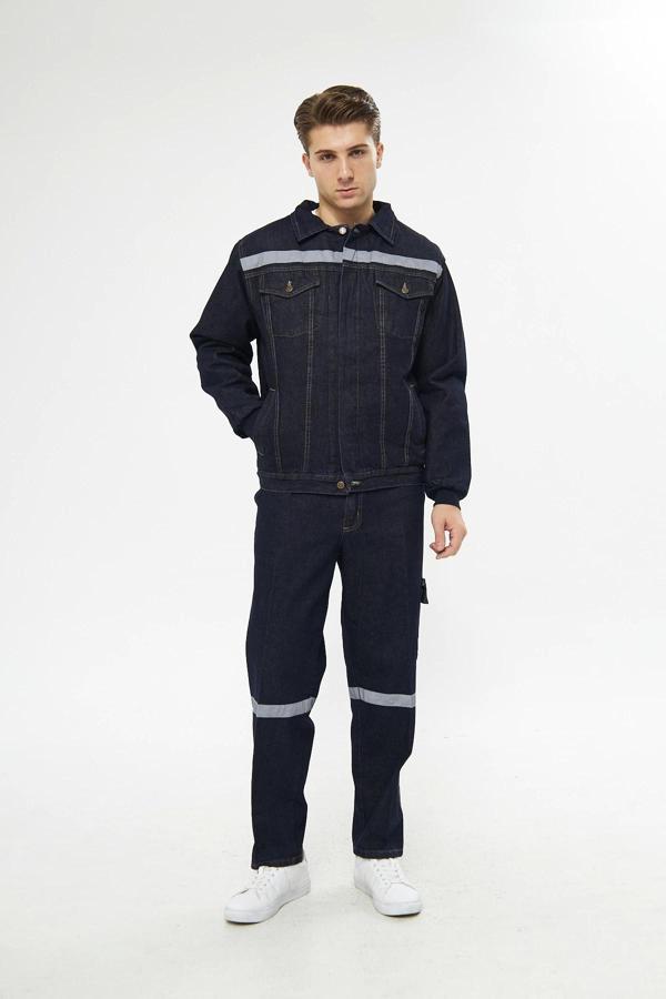 İş Takımı Kot Taşlanmış %100 Pamuk Kapitoneli Reflektörlü Kışlık - Image 1