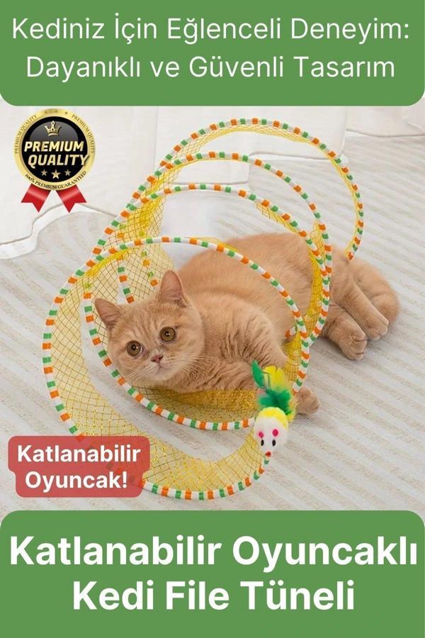 Özel Tasarım Yer Kaplamaz Taşınabilir Hafif Eğlendiren Komik Oyuncaklı Katlanabilir Kedi File Tüneli - Image 1