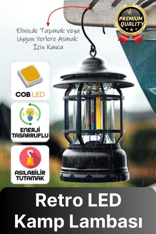 Çok Amaçlı Ayarlanabilir Şarjlı 2 Kademeli 500 Lümen Enerji Tasarruflu 3 COB Retro LED Kamp Lambası - Image 1