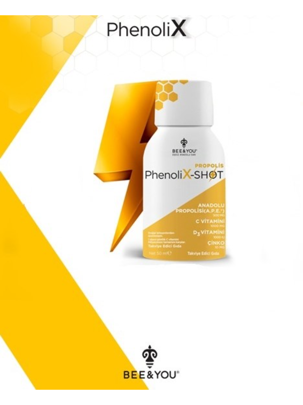 Bee&You PhenoliX Propolis Shot  C Vitamini D3 Vitamini ve Çinko  İçeren Takviye Edici Gıda 50 ml - Image 1