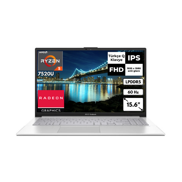 Asus Vivobook Go 15 R5 7520U 8 GB 512 GB SSD Radeon Graphics 15.6" FHD FreeDos E1504FA-NJ115AT2 - Image 1