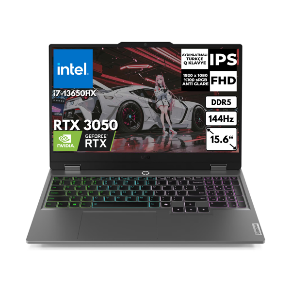 Lenovo LOQ 15IRX9 i7-13650HX 16-GBDDR5 256 GB SSD 6GB RTX3050 144Hz 15.6" FHD Windows 11 Home Gaming Notebook 83DV011ATRAT31 - Image 1