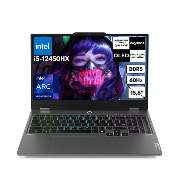 Lenovo LOQ 15IAX9I i5-12450HX 40 GB 1 TBSSD Arc A530M 15.6" 144Hz FHD FreeDos Gaming Laptop 83FQ000UTRAT18 - Image 1
