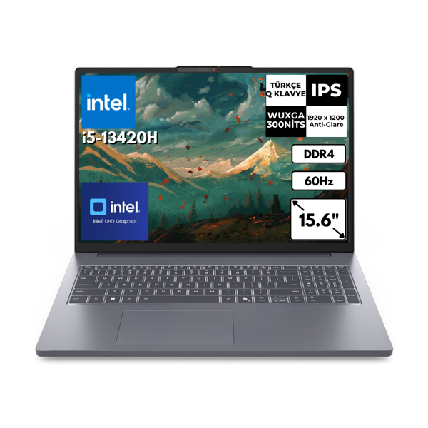 Lenovo IdeaPad Slim 3 16IRH10 i5-13420H 8 GB 256 GB SSD  UHD Graphics 16" WUXGA FreeDos Notebook 83K2001FTRAT1 - Image 1