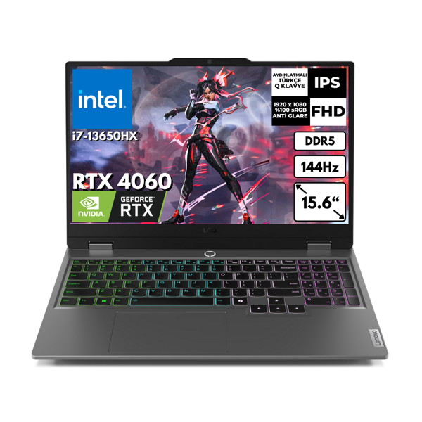Lenovo LOQ 15IRX9 i7-13650HX 32 GB 1 TBSSD 8GB RTX4060 15.6" 144 Hz FHD Windows 11 Pro Gaming Laptop 83DV011ETRAT73 - Image 1
