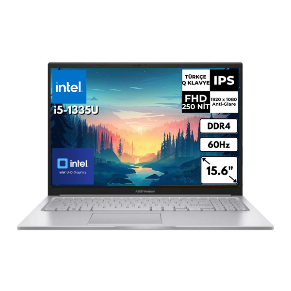 Asus VivoBook i5-1335U 8 GB 512 GB SSD Iris Xe Graphics 15.6" FHD Windows 11 Pro Notebook X1504VA-NJ104AT42 - Image 1