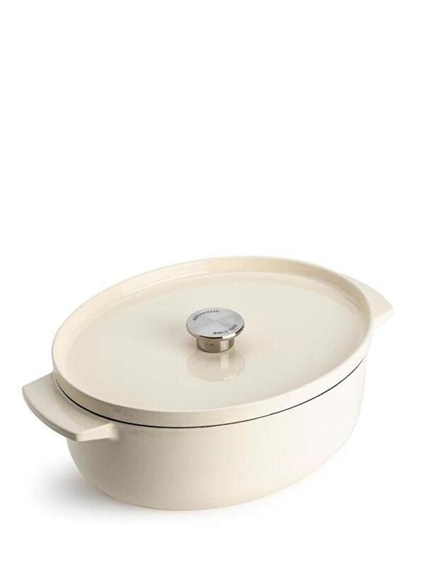 Kitchenaid Krem Rengi Oval Döküm Demir Tencere 30 cm - Image 1