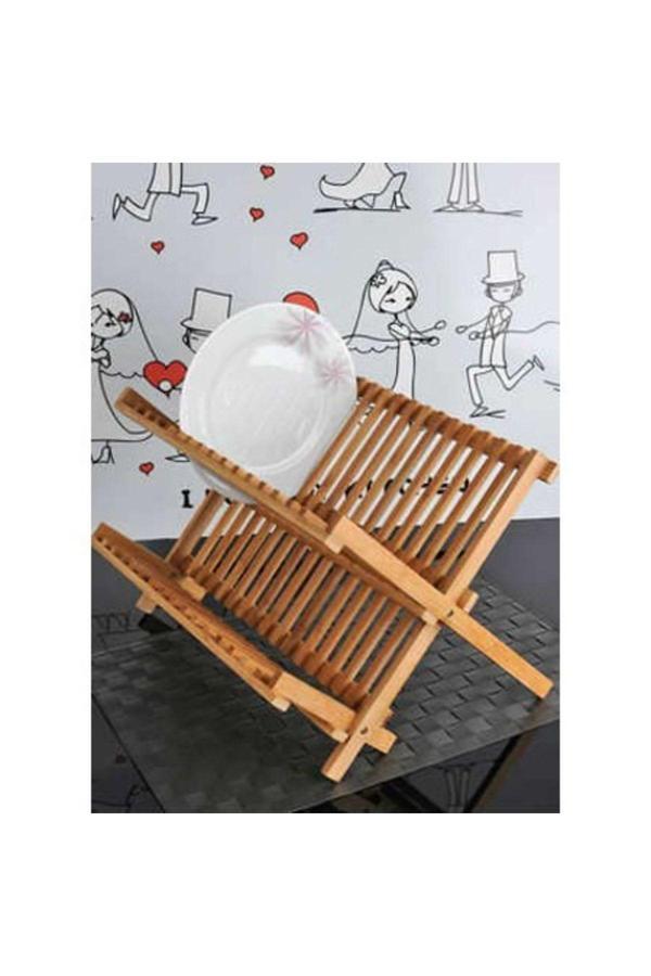 Akın Bambu 2 Katlı Tabaklık Bardaklık Tezgah Üstü Bulaşıklık 38 Cm Genişliği - Image 1