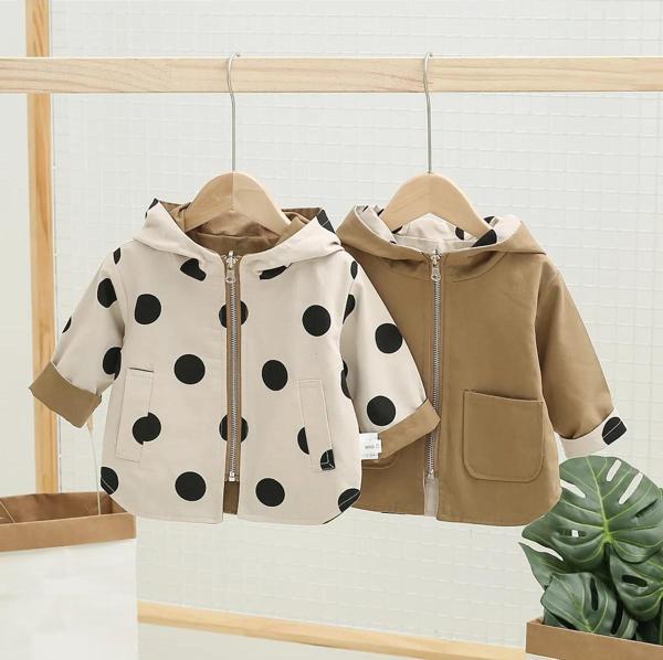 MODAVALS KIZ & ERKEK ÇOCUK PUANTİYELİ ÇİFT TARAFLI AÇIK KREM& KAHVERENGİ YAĞMURLUK 489756230 - Image 1