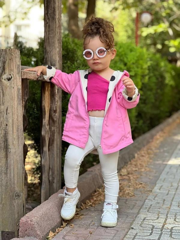 MODAVALS KIZ ÇOCUK PUANTİYELİ ÇİFT TARAFLI AÇIK KREM&PEMBE YAĞMURLUK 489756231 - Image 1