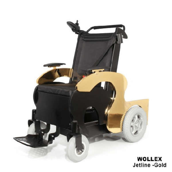 WOLLEX Refakatçi Sürüşlü Akülü Tekerlekli Sandalye | Güçlü Motor ve 250 kg Kapasiteli Jetline Gold - Image 1