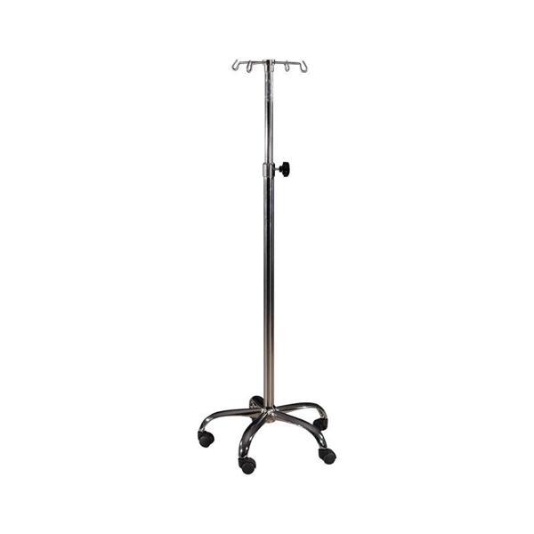 Serum Askısı | 304 Paslanmaz Gövde, 4 Askılı, Nikelaj 5 Ayaklı, İnfizyon Pompası Uyumlu E-289/B - Image 1