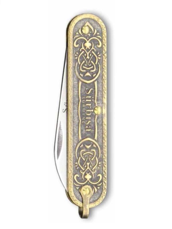Sürbisa Pirinç İşlemeli Çakı Bıçağı (Tek Bıçaklı) 61803 5.5 cm - Image 1