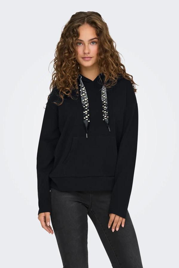 Only Kadın Onlfancy Kapüşonlu Kanguru Cepli Sweatshirt 15303838 Siyah - Image 1