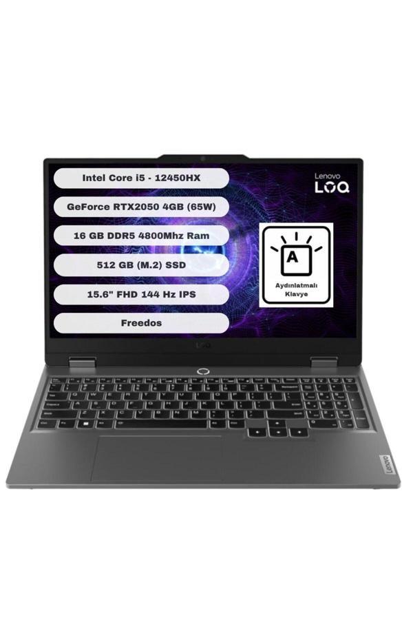 Lenovo Loq 15Iax9E Intel Core İ5 12450Hx 16Gb 512Gb Ssd Rtx2050 Freedos 15.6'' Fhd 83Lk008Htr - Image 1
