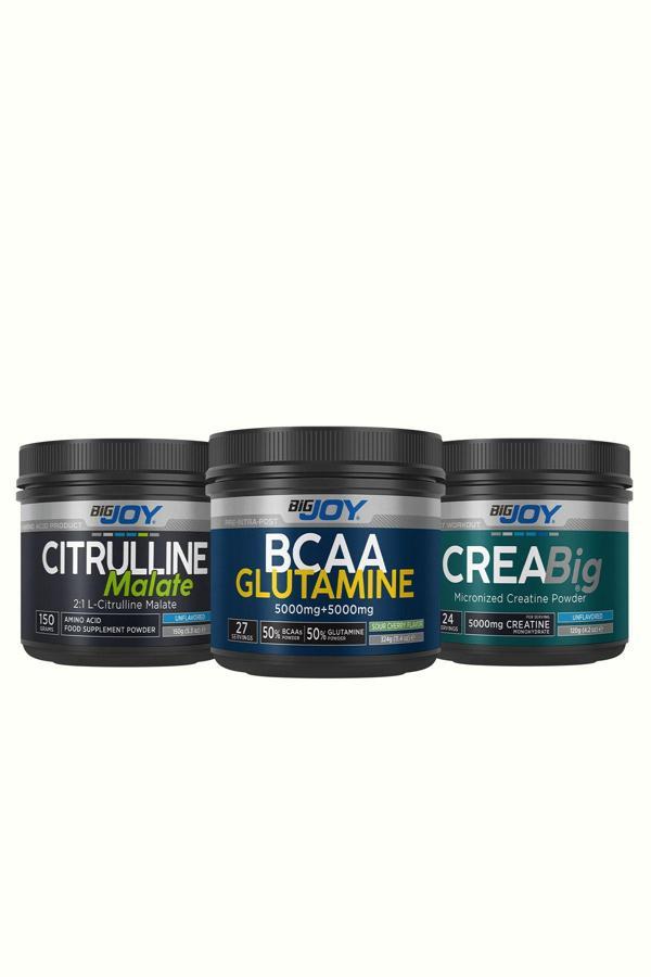 Bigjoy Sports Citrulline( Sitrulin )Malate 150Gr+ Creabig( Kreatin )120Gr (Aromasiz)+ Bcaa+Glutamine Vişne 242Gr - Image 1