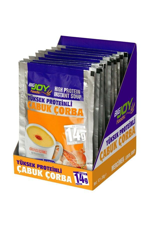 Bigjoy Sports Bigjoy Foods Yüksek Proteinli Çabuk Çorba Mercimek 12 Adet*30Gr-14Gr Protein - Image 1
