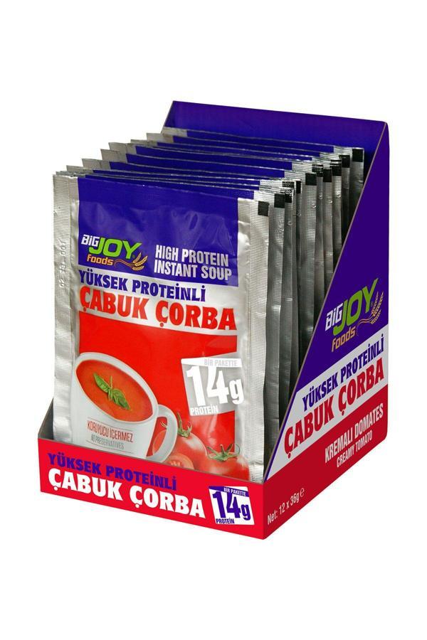 Bigjoy Sports Bigjoy Foods Yüksek Proteinli Çabuk Çorba Domates 12 Adet*36Gr-14Gr Protein - Image 1