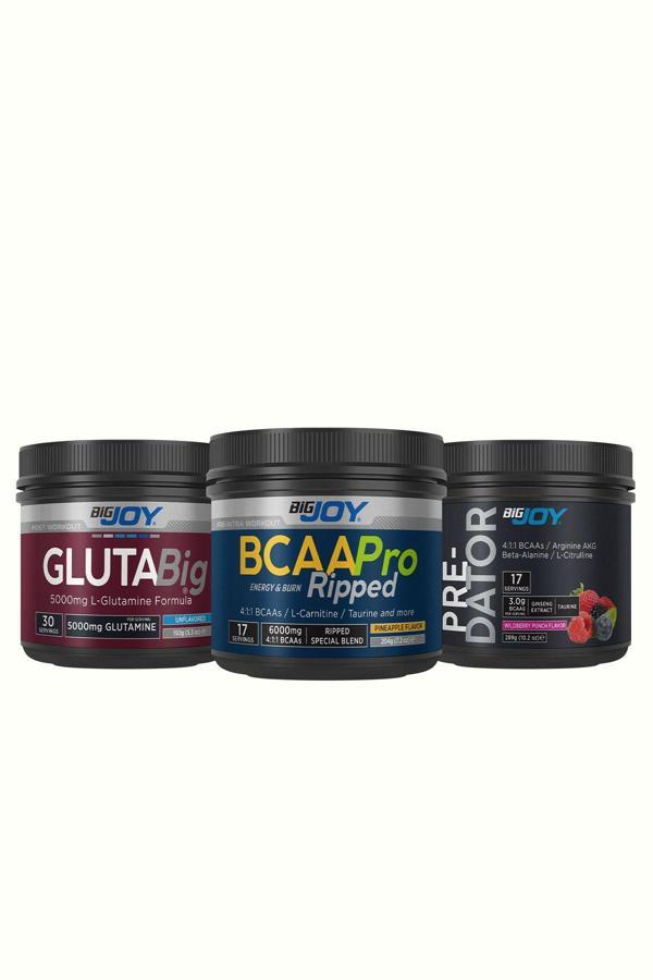 Bigjoy Sports Pre-Dator ( Preworkout ) Orman Meyveli 289Gr+ Bcaapro Ripped Ananas 204Gr+Glutabig( Glutamin ) 150Gr - Image 1