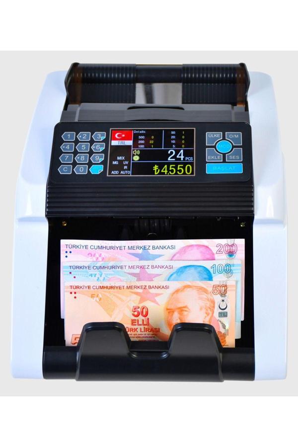 Karaağaç Elektronik Mix1200 Tl Ve Euro Karışık, Dolar, Gbp Adet Şüpheli Para Kontrollü Ofis Tipi Para Sayma Makinesi - Image 1