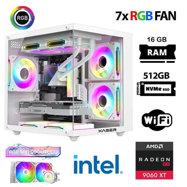Xaser Eco X30 i9 14900KF 16GB DDR5 Ram 512GB M.2 NVMe SSD 16GB RX9060 XT Sıvı Soğutmalı Masaüstü Oyuncu Bilgisayarı - Image 1