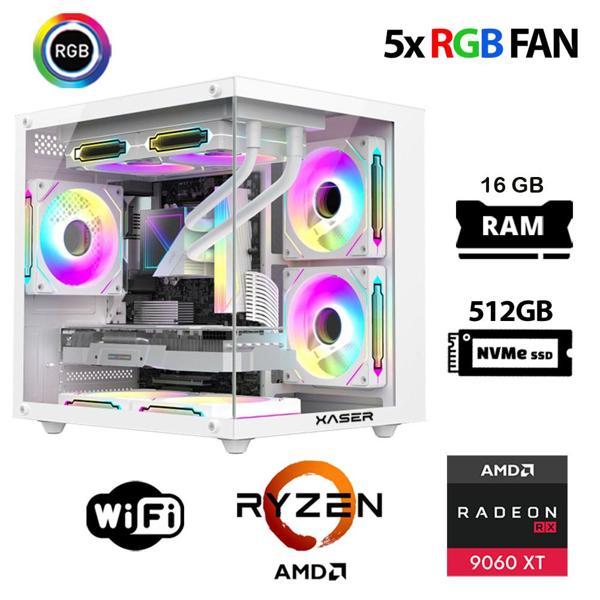 Xaser Eco X60 Ryzen 5 5500 16GB Ram 512GB M.2 NVMe SSD 16GB RX9060 XT Oyuncu Masaüstü Bilgisayarı - Image 1
