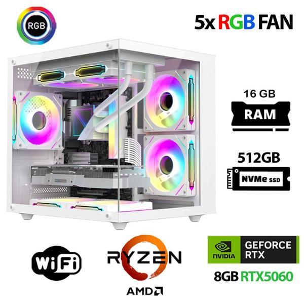Xaser Eco X70 Ryzen 5 5500 16GB Ram 512GB M.2 NVMe SSD 8GB RTX5060 Oyuncu Masaüstü Bilgisayarı - Image 1