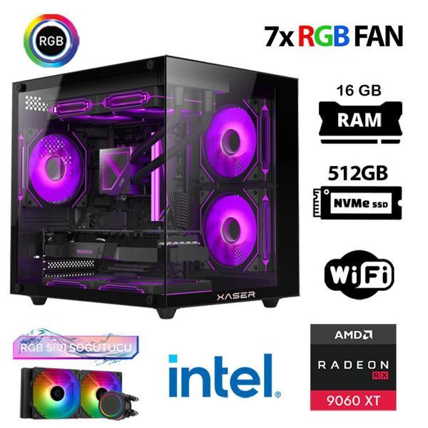 Xaser Eco X110 i9 14900KF 16GB DDR5 Ram 512GB M.2 NVMe SSD 16GB RX9060 XT Sıvı Soğutmalı Masaüstü Oyuncu Bilgisayarı - Image 1
