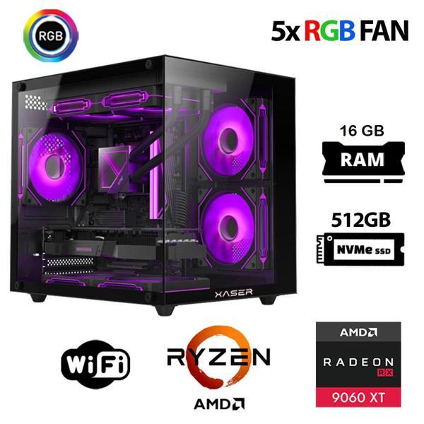Xaser Eco X140 Ryzen 5 5500 16GB Ram 512GB M.2 NVMe SSD 16GB RX9060 XT Oyuncu Masaüstü Bilgisayarı - Image 1