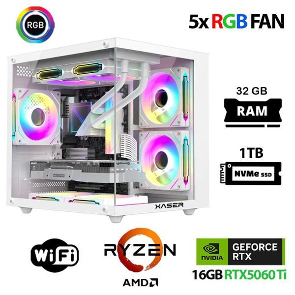 Xaser Eco X190 Ryzen 5 8400F 32GB DDR5 Ram 1TB M.2 NVMe SSD 16GB RTX5060Ti Oyuncu Masaüstü Bilgisayarı - Image 1