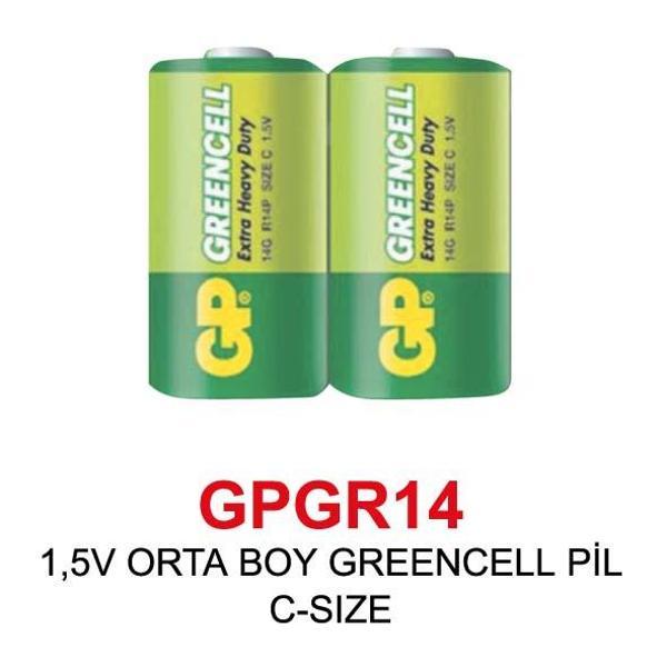 Gp  Batteries 14g Greencell R14p/1235/c Boy Orta Pil 1.5 Volt 2 li - Image 1
