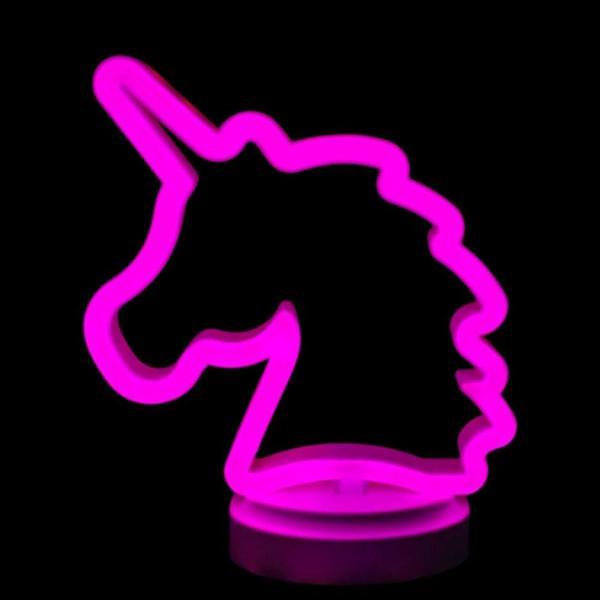 Neon Işıklı Unicorn Masa Gece Lambası Pil Usb - Image 1