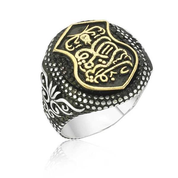 Gümüş Kadem-i Şerif Erkek Yüzük   SL2484 - Image 1