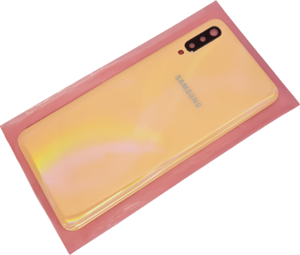 Tkgz Samsung Galaxy  A70 A705 Arka Pil Batarya Kapağı (FULL LENSLİ) TURUNCU - Image 1