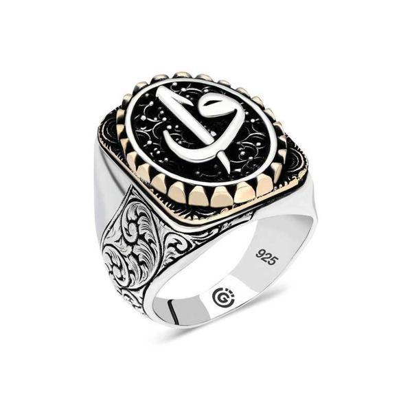 Gümüş Elif Vav Oval Erkek Yüzük  SL4597 - Image 1