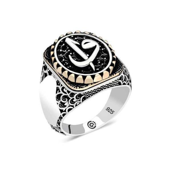 Gümüş Elif Vav Oval Erkek Yüzük  SL4677 - Image 1
