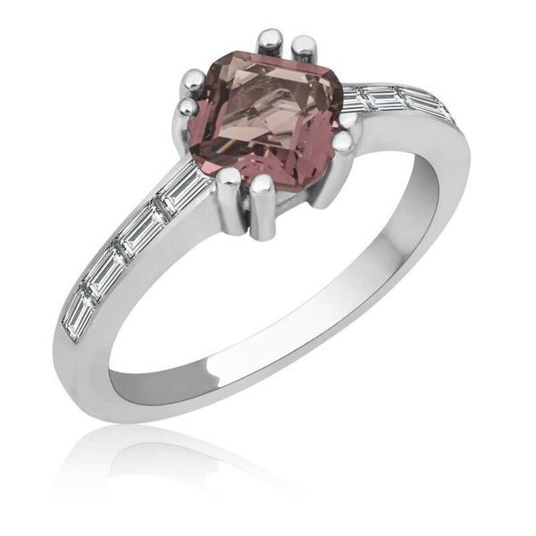 Gümüş Pembe Baget Tek Taş Kadın Yüzük SL4708 - Image 1