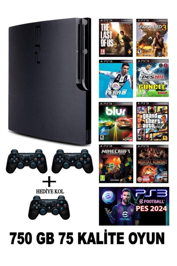 Sony Sony Ps3 Slim 750 Gb 75 Oyun 3 Kablosuz Kol (Yenilenmiş) Garantili Ürün - Image 1