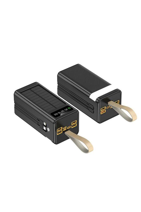 Solar 50.000 Mah Güneş Enerjili Led Işıklı Powerbank Şarj Aleti 4xUsb Çıkış Çoklu Şarj Çıkışı Kablo - Image 1