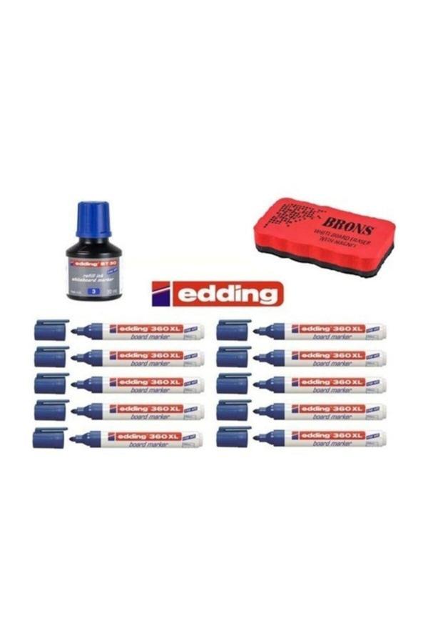 Edding 360 Xl Tahta Kalemi 10'Lu Set ( Mürekkep & Tahta Silgisi ) Tx - Image 1
