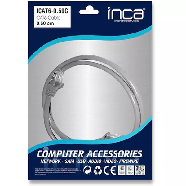 Cat6 26 Awg 50Cm Gri Patch Kablo - Image 1