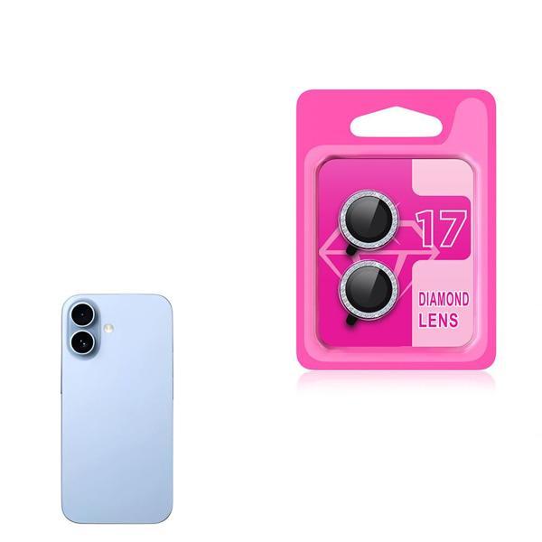 iPhone 17 CL-06 Renkli Taşlı Kamera Lens Koruyucu Açık Mavi - Image 1