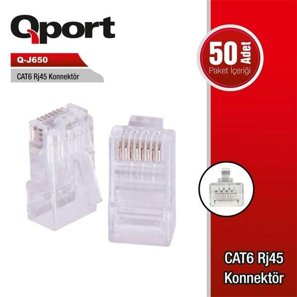 Qport Q-j650 Cat6 50 Lik Rj-45 Konnektör - Image 1