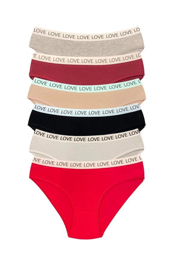 6 Adet Pamuklu Esnek Kadın Slip Bikini Külot Geniş Lastikli Baskılı - Image 1