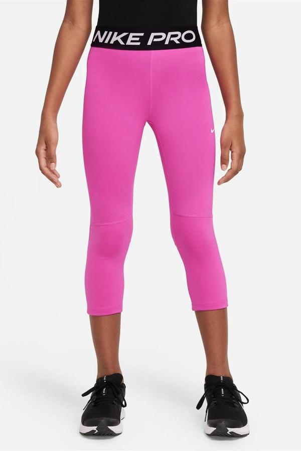 Nike Pro Dri Fit 3/4 Lenght Leggings Pink Kız Çocuk Capri Tayt Pembe - Image 1