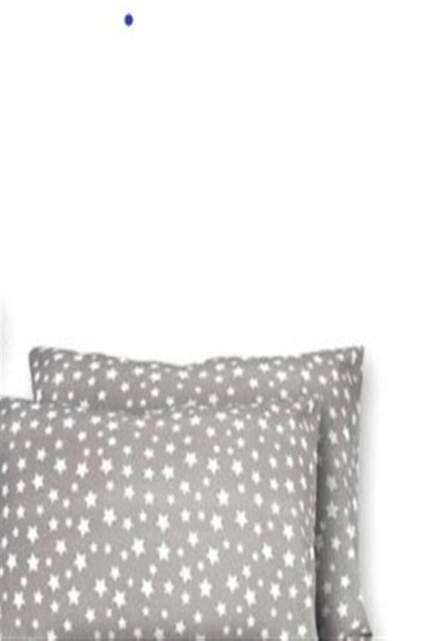 More Home Pamuklu Kapaklı Yastık Kılıfı 2 Adet 50X70 Gri Beyaz Yıldızlı - Image 1